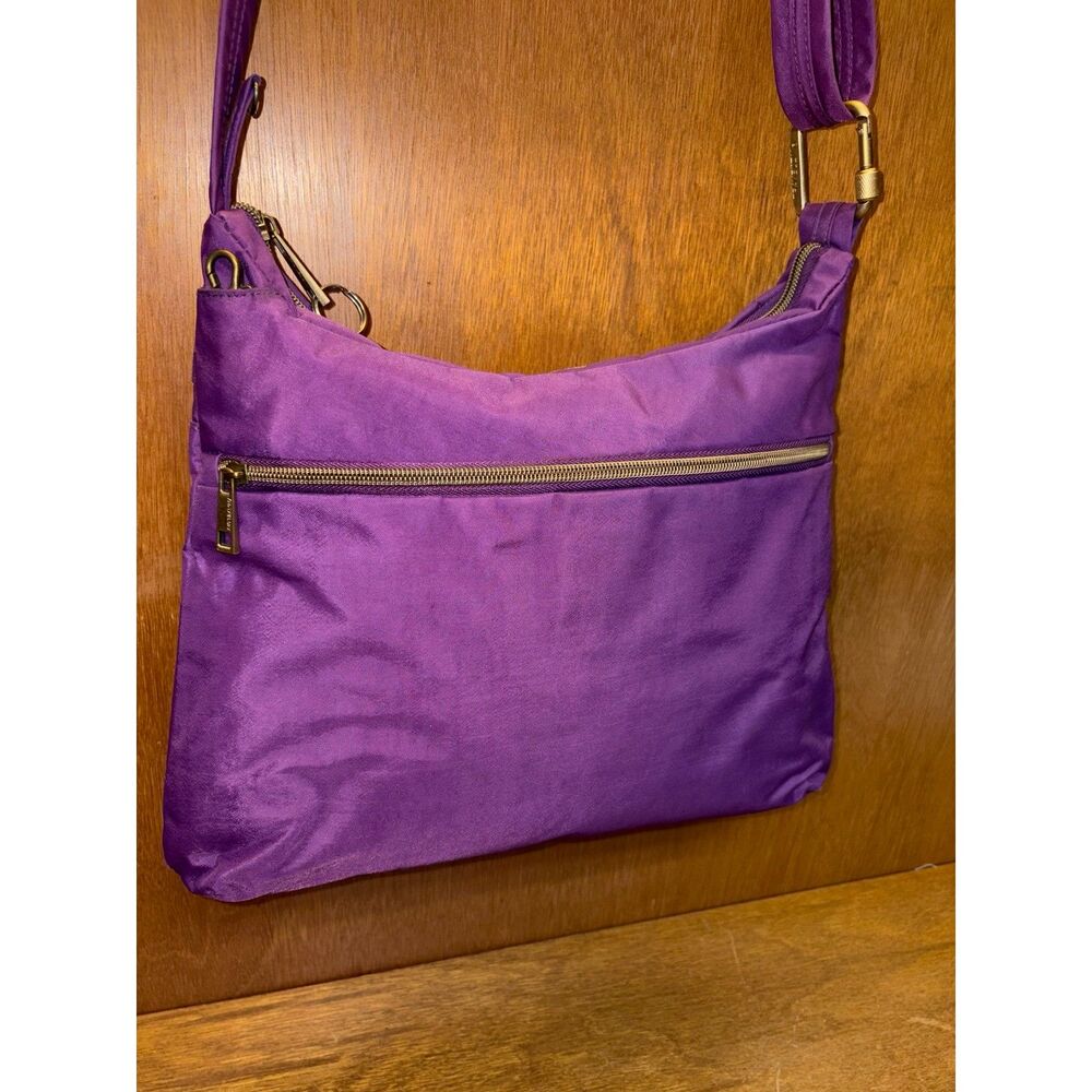 Travelon Purple Anti-Theft Double Zip Crossbody Bag RFID Bocking, sz 14 x10 x 3 - Picture 5 of 16